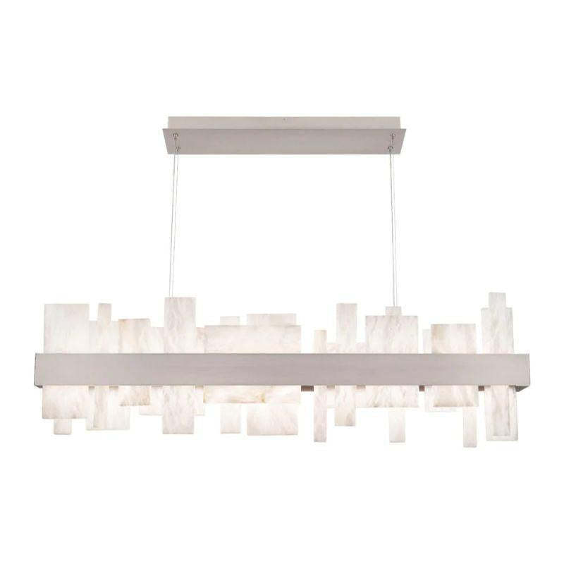 Acropolis 46in LED Linear Alabaster Chandelier-chandeliers for dining room,chandeliers for stairways,chandeliers for foyer,chandeliers for bedrooms,chandeliers for kitchen,chandeliers for living room-Brushed Nickel-winglightingus