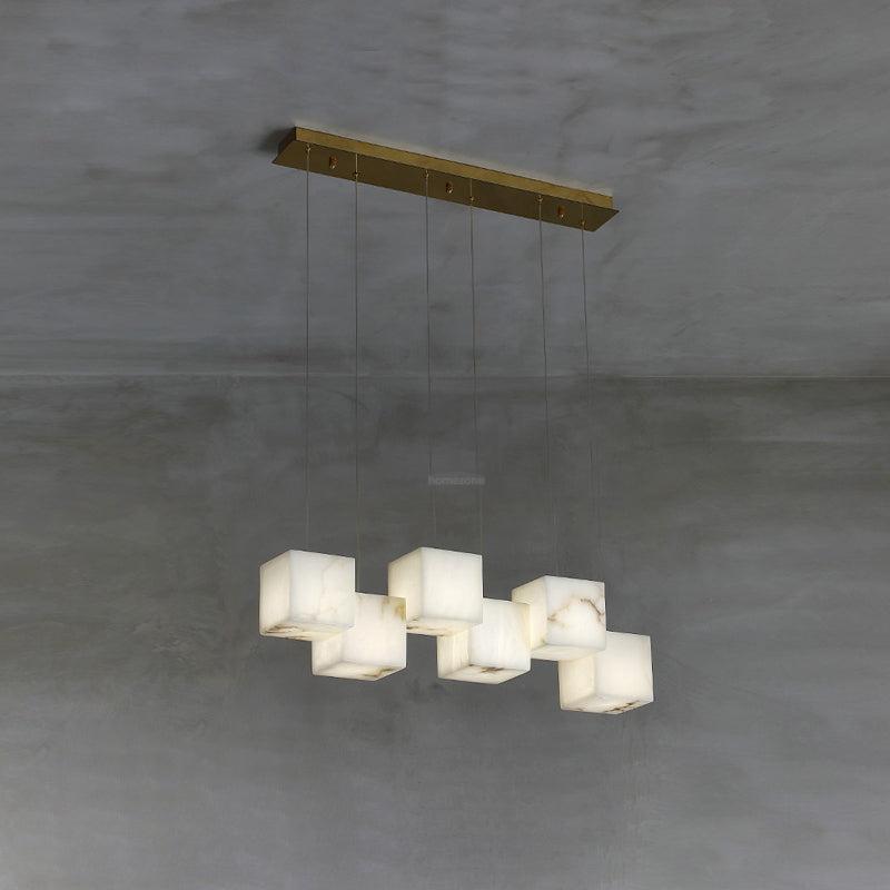 Alabaster Box Linear Chandelier-6 heads L 28.3" x W 4.7"x H 78.7" / L 72cm x W 12cm x H 200cm-White-winglightingus