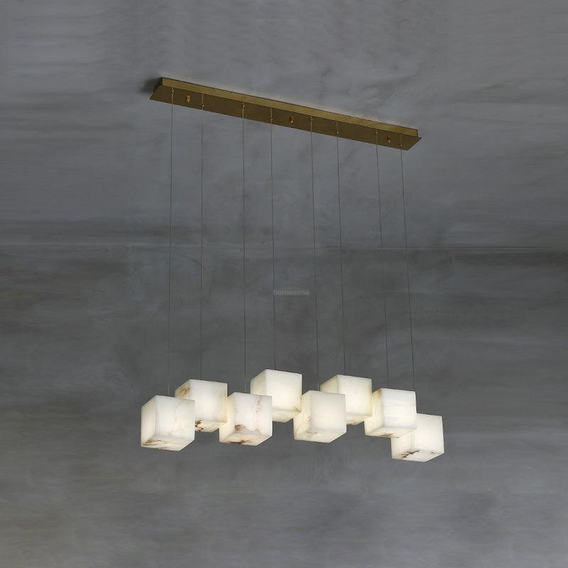 Alabaster Box Linear Chandelier-8 heads L 37.8" x W 4.7"x H 78.7" / L 96cm x W 12cm x H 200cm-White-winglightingus