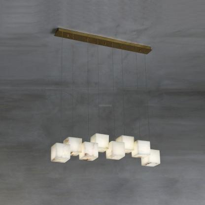 Alabaster Box Linear Chandelier-8 heads L 37.8" x W 4.7"x H 78.7" / L 96cm x W 12cm x H 200cm-White-winglightingus