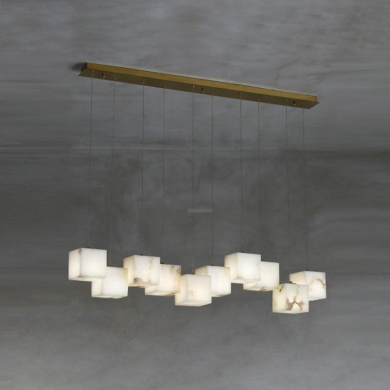 Alabaster Box Linear Chandelier-10 heads L 47.2" x W 4.7"x H 78.7" / L 120cm x W 12cm x H 200cm-White-winglightingus