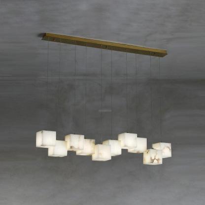 Alabaster Box Linear Chandelier-10 heads L 47.2" x W 4.7"x H 78.7" / L 120cm x W 12cm x H 200cm-White-winglightingus