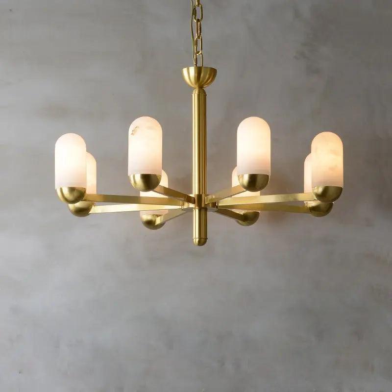 Alabaster Brass Chandelier Living Dining Lighting-8 Lights-winglightingus