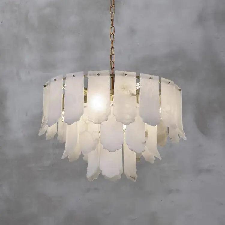 Alabaster Brass Multi-Layer Chandelier Lamp-winglightingus