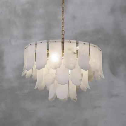 Alabaster Brass Multi-Layer Chandelier Lamp-winglightingus