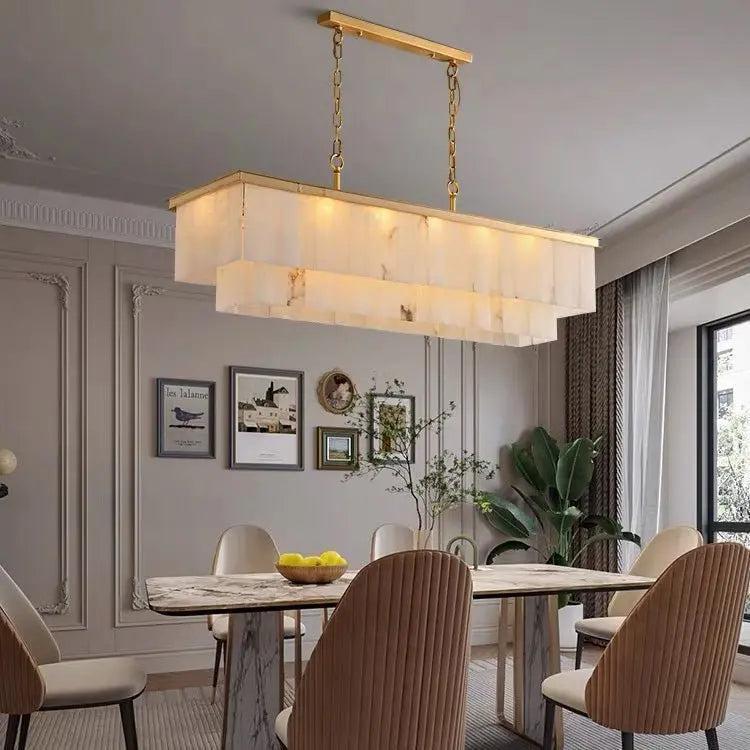 Alabaster Brass Rectangular Chandelier-winglightingus