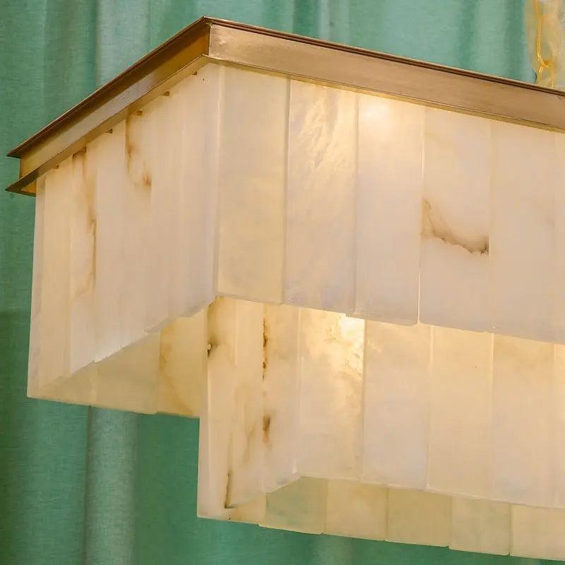 Alabaster Brass Rectangular Chandelier-winglightingus