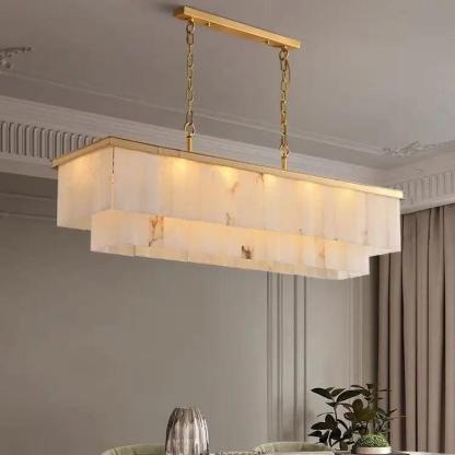 Alabaster Brass Rectangular Chandelier-winglightingus