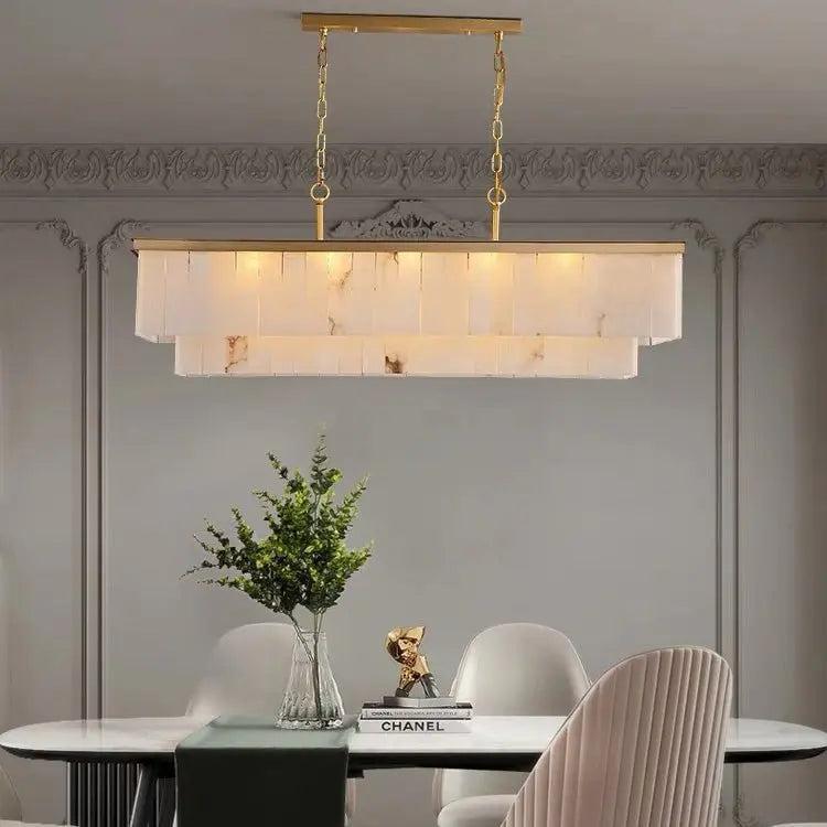 Alabaster Brass Rectangular Chandelier-winglightingus