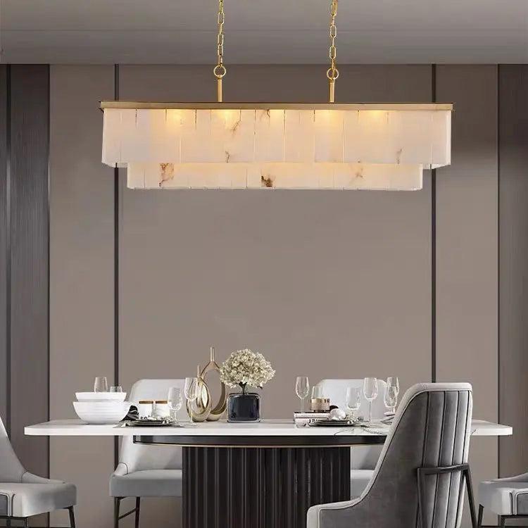 Alabaster Brass Rectangular Chandelier-winglightingus