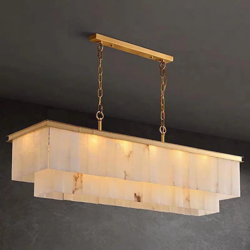 Alabaster Brass Rectangular Chandelier-winglightingus
