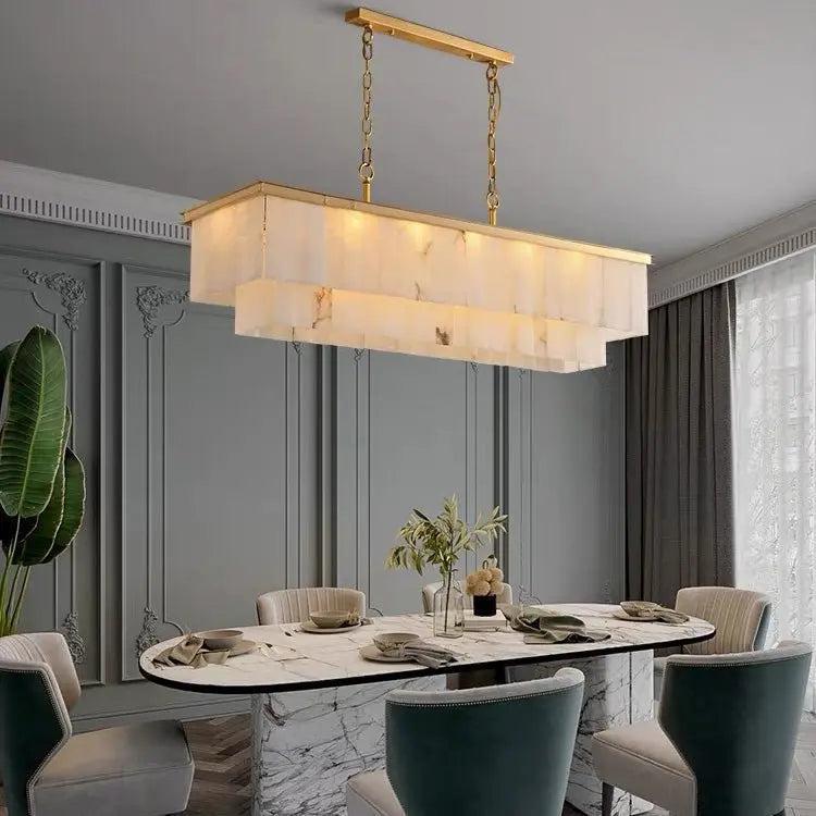 Alabaster Brass Rectangular Chandelier-winglightingus