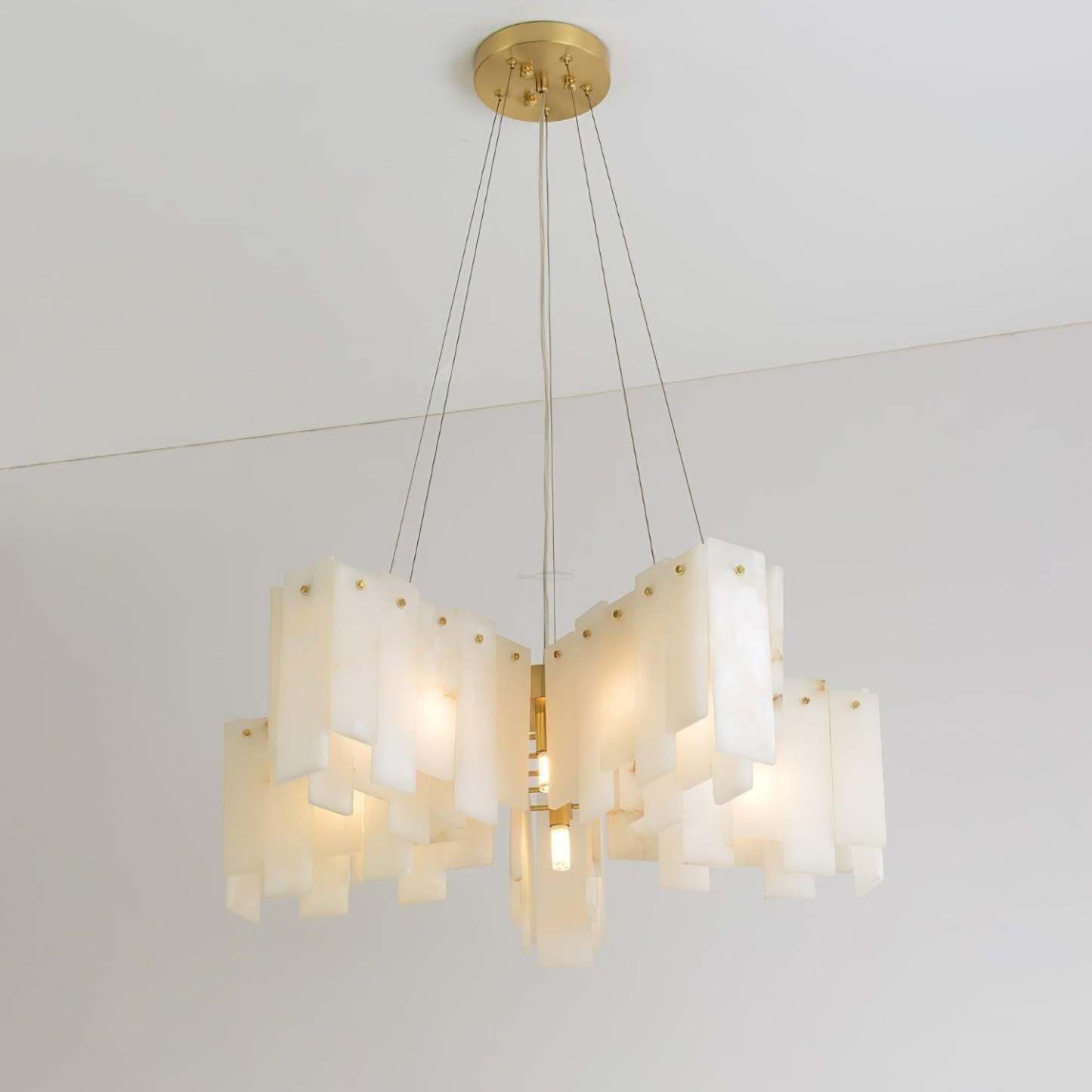 Alabaster Cascade Tiered Chandelier 27.6-27.6" x H 21.7" / Dia 65cm x H 150cm-Brass & White-winglightingus