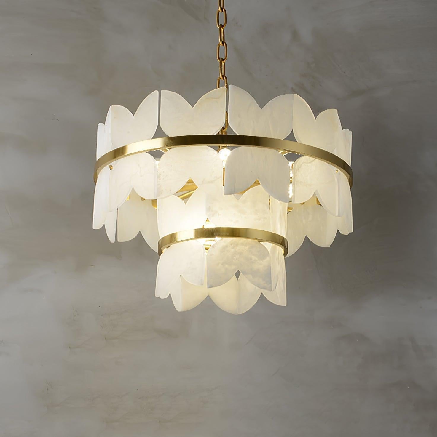 Alabaster Cloudscape Chandelier with 1/2 layer-2 layers 21.7" x H 14.2" / Dia 55cm x H 36cm-winglightingus