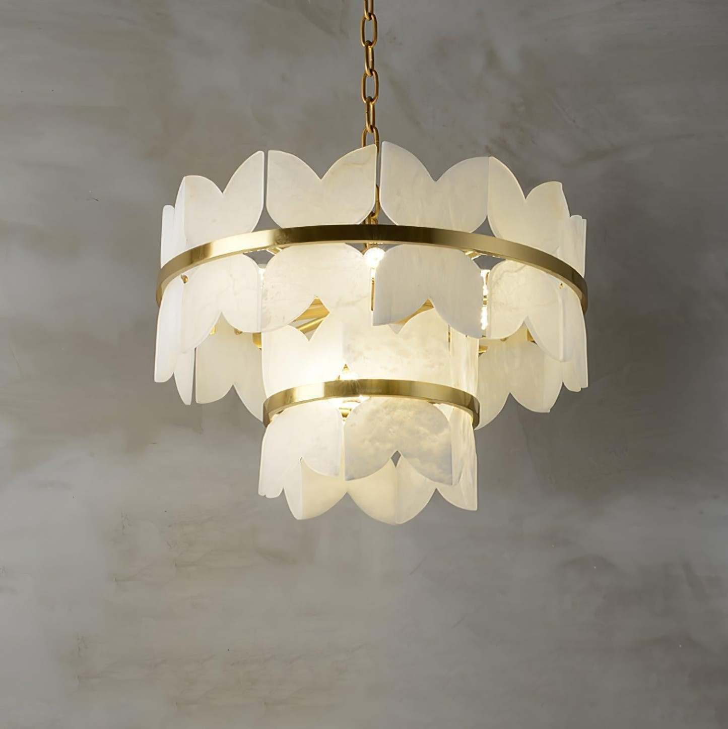 Alabaster Cloudscape Chandelier with 1/2 layer-2 layers 21.7" x H 14.2" / Dia 55cm x H 36cm-winglightingus