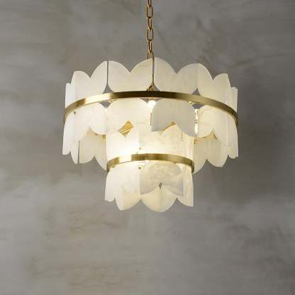 Alabaster Cloudscape Chandelier with 1/2 layer-2 layers 21.7" x H 14.2" / Dia 55cm x H 36cm-winglightingus