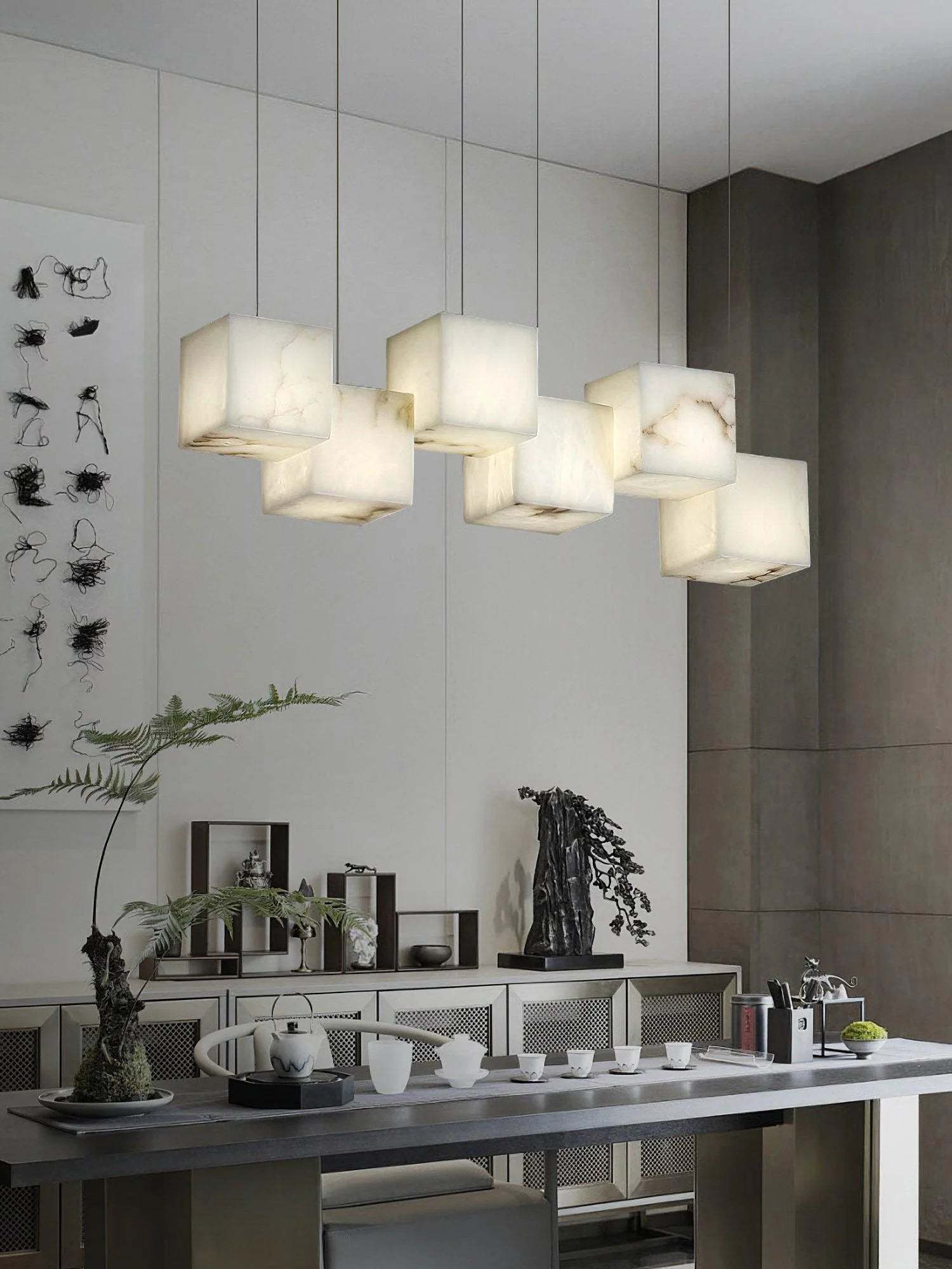Alabaster Cubic Linear Chandelier-Chandelier-6 Lights: 28.3" L-winglightingus