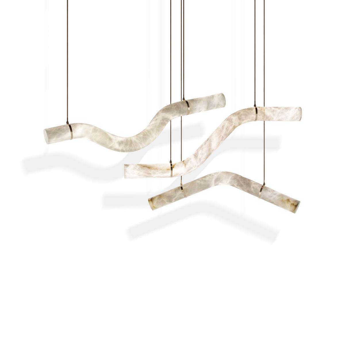 Alabaster Curved Chandelier-Chandelier-61"W-Lacquered Burnished Brass-winglightingus