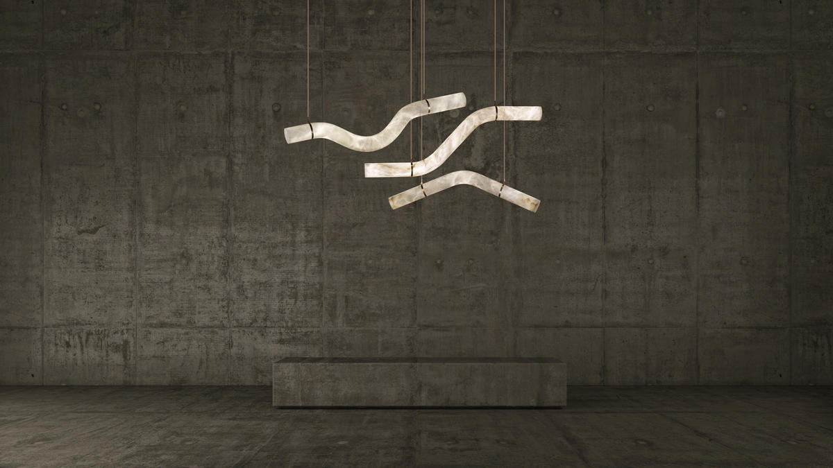 Alabaster Curved Chandelier-Chandelier-winglightingus