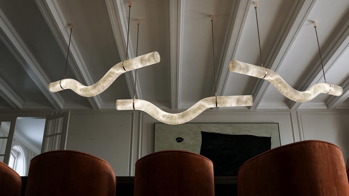 Alabaster Curved Chandelier-Chandelier-winglightingus