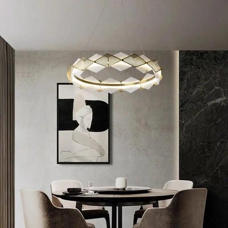 Alabaster Diamond Shaped Modern Chandelier-winglightingus