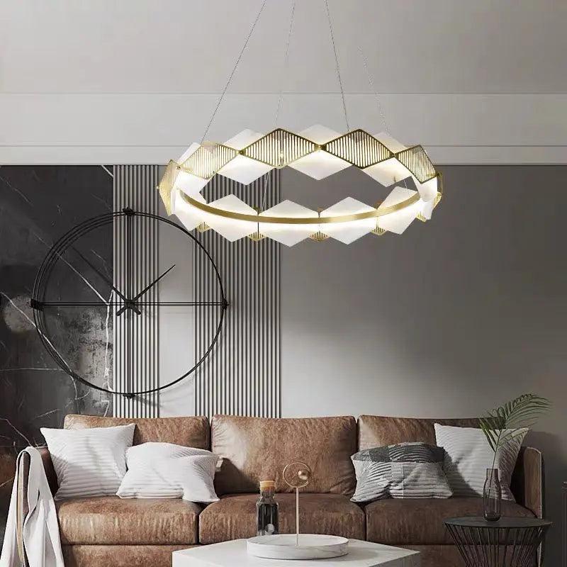 Alabaster Diamond Shaped Modern Chandelier-31.49"D*19.68"H-winglightingus