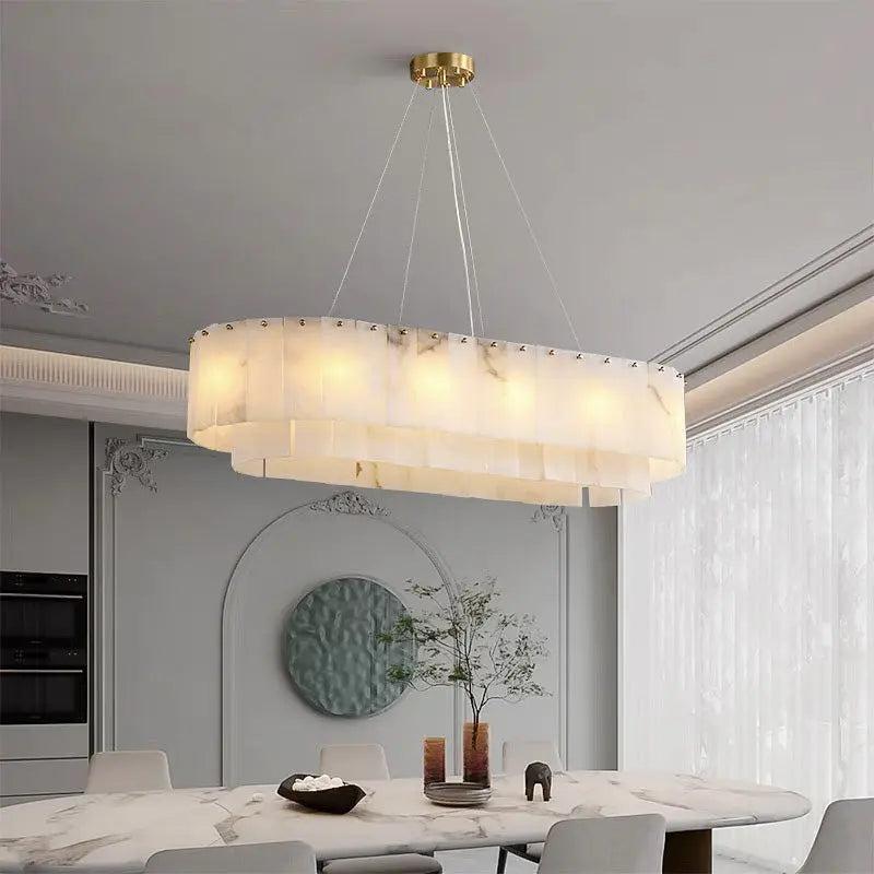 Alabaster Dining Room Round Chandelier Lighting-winglightingus