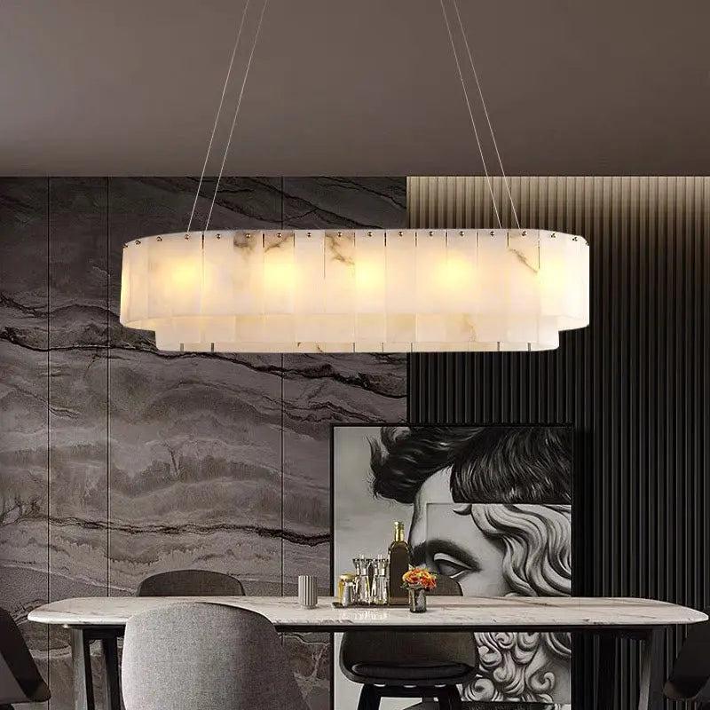 Alabaster Dining Room Round Chandelier Lighting-winglightingus