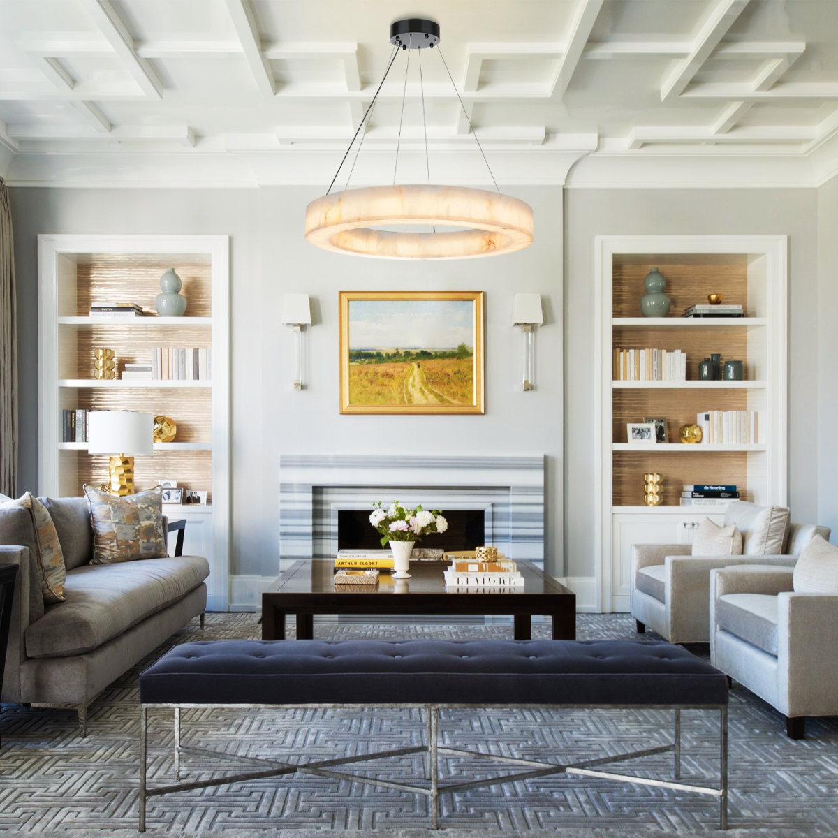 Alabaster Halo Ring Chandelier-chandeliers for dining room,chandeliers for stairways,chandeliers for foyer,chandeliers for bedrooms,chandeliers for kitchen,chandeliers for living room-winglightingus