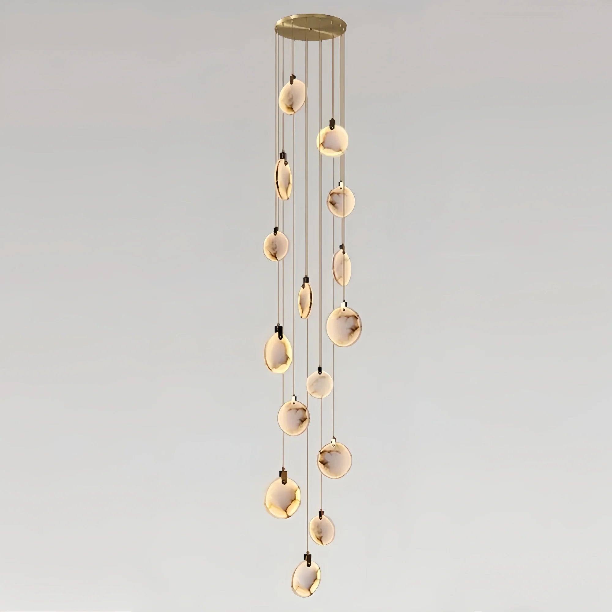 Alabaster Long Staircase Chandelier 5 styles-NORMAL-15 Lights-winglightingus
