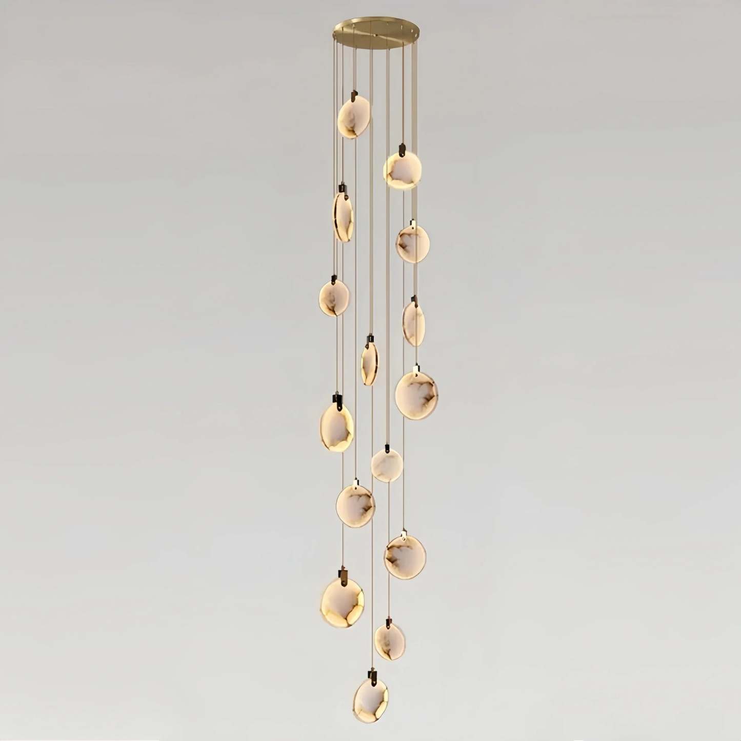 Alabaster Long Staircase Chandelier 5 styles-NORMAL-15 Lights-winglightingus