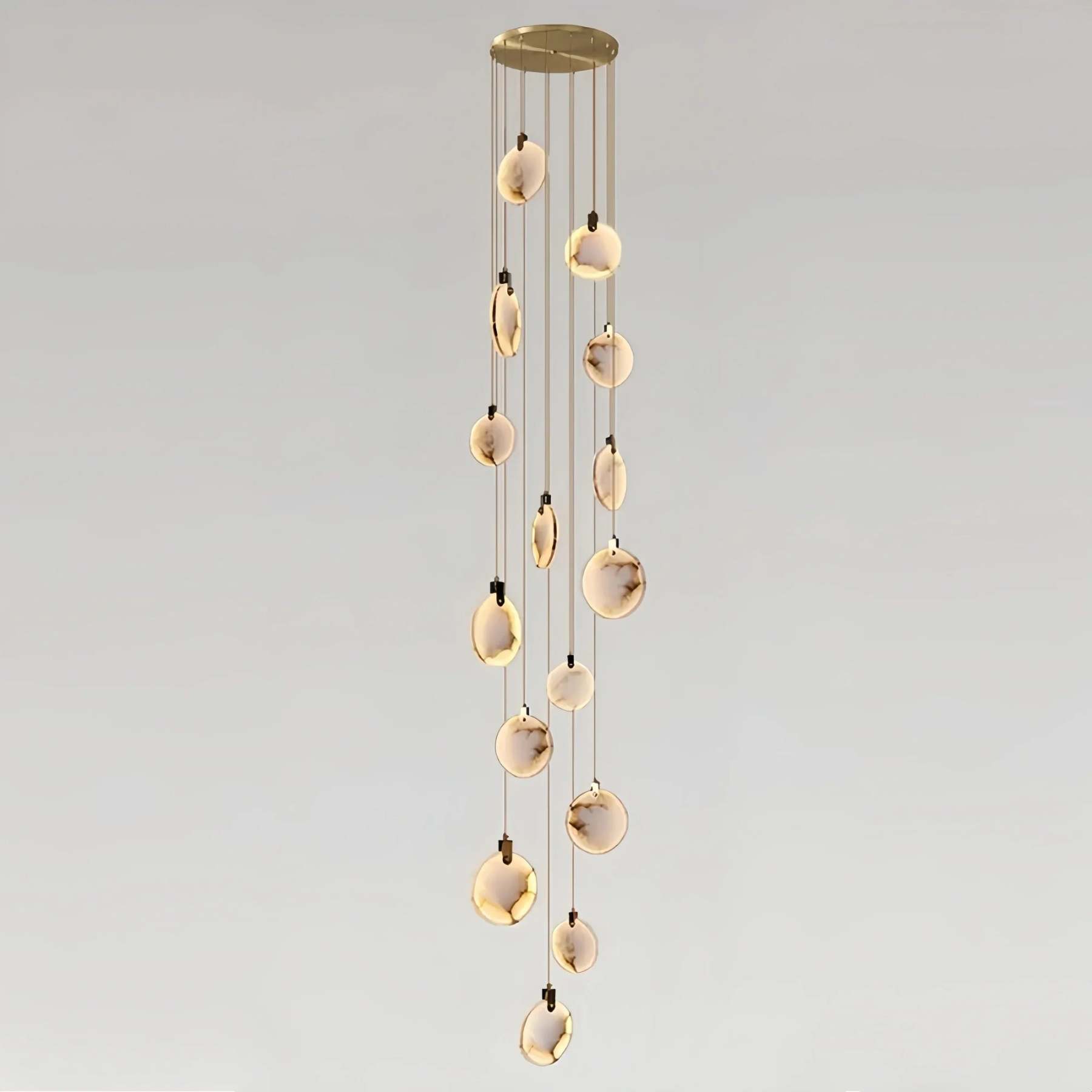 Alabaster Long Staircase Chandelier 5 styles-NORMAL-15 Lights-winglightingus