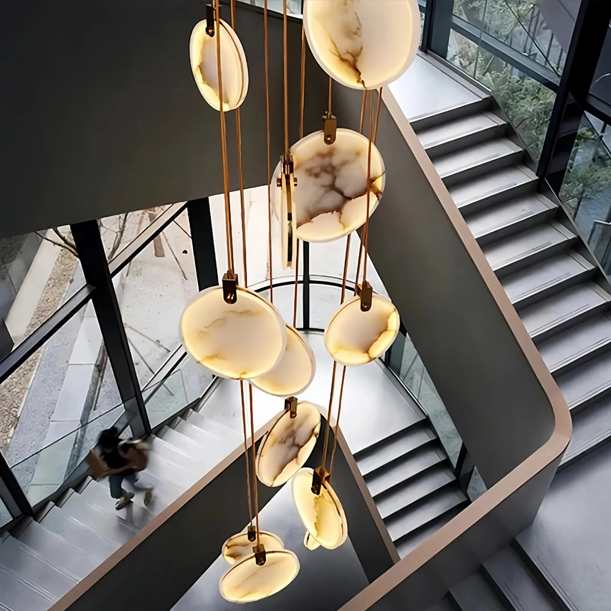 Alabaster Long Staircase Chandelier 5 styles-NORMAL-10 Lights-winglightingus