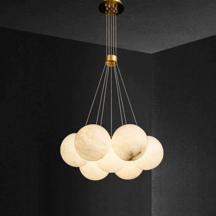 Alabaster Multi-lights Ceiling Pendant-Pendant for living room,Pendant for kitchen,Pendant for bathrooms,Pendant for bedrooms,Pendant for foyer,Pendant for stairways,Pendant for dining room-7 Light-winglightingus