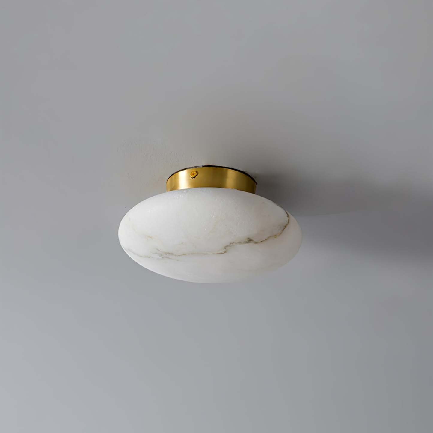 Alabaster Oval Ceiling Lamp - ∅ 7.9″ x H 3.9″Brass & WhiteWarm Lightwinglightingus