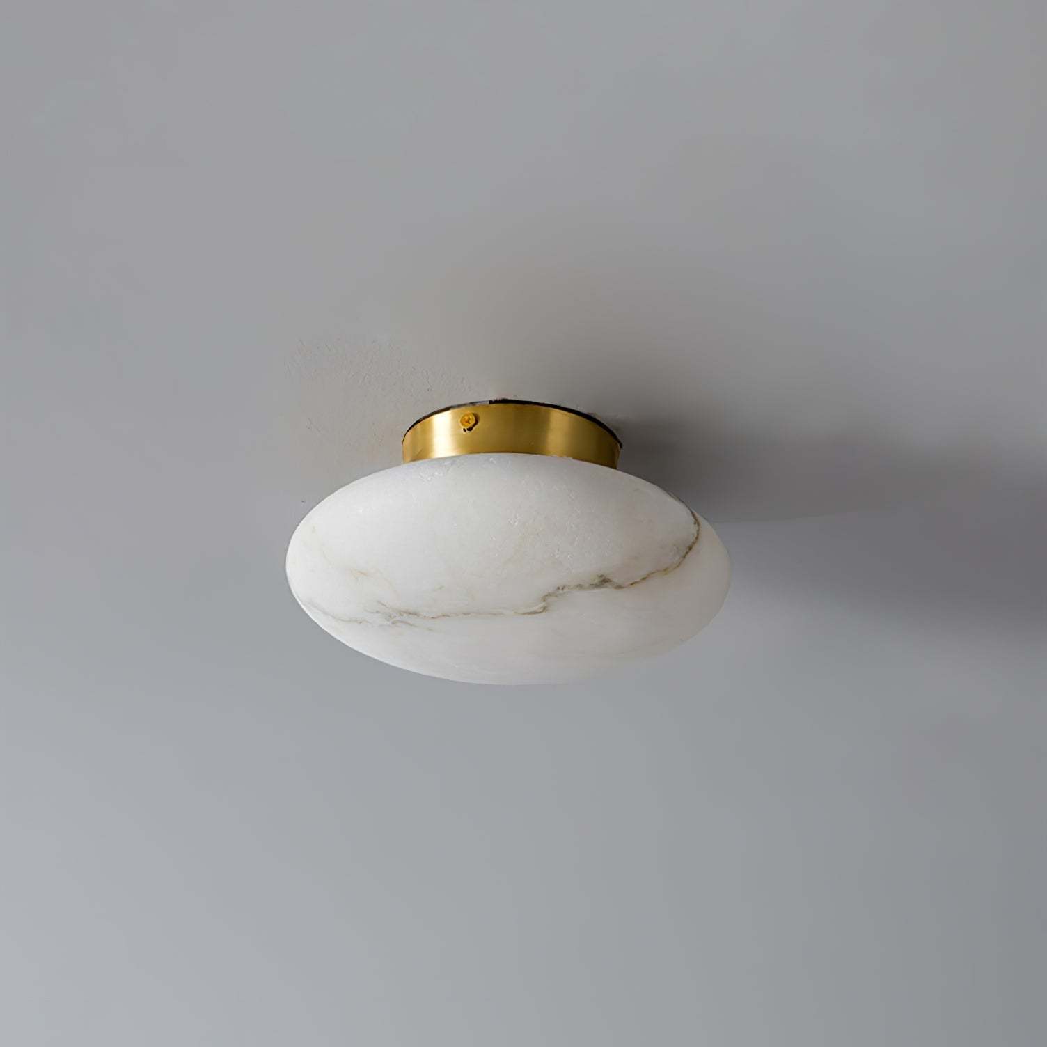 Alabaster Oval Ceiling Lamp - ∅ 7.9″ x H 3.9″Brass & WhiteWarm Lightwinglightingus