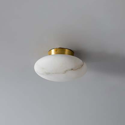 Alabaster Oval Ceiling Lamp - ∅ 7.9″ x H 3.9″Brass & WhiteWarm Lightwinglightingus