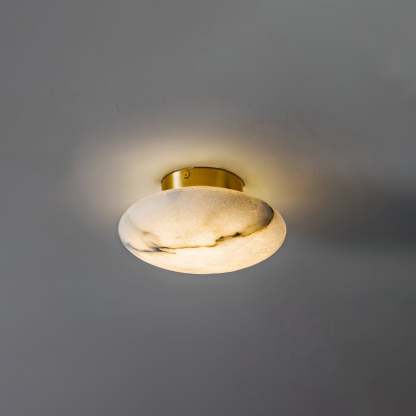 Alabaster Oval Ceiling Lamp - ∅ 7.9″ x H 3.9″Brass & WhiteWarm Lightwinglightingus