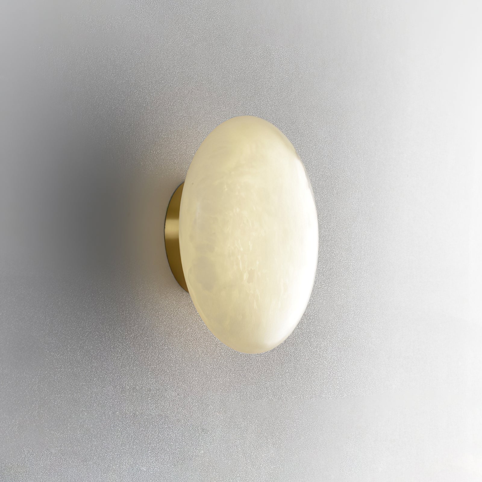 Alabaster Oval Ceiling Lamp - ∅ 7.9″ x H 3.9″Brass & WhiteWarm Lightwinglightingus