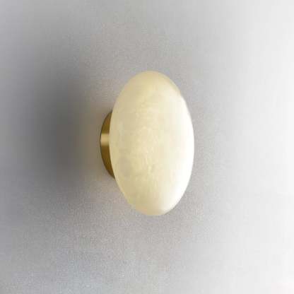 Alabaster Oval Ceiling Lamp - ∅ 7.9″ x H 3.9″Brass & WhiteWarm Lightwinglightingus