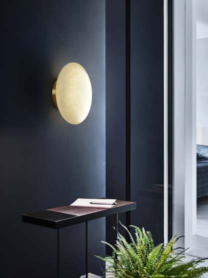 Alabaster Oval Ceiling Lamp - ∅ 7.9″ x H 3.9″Brass & WhiteWarm Lightwinglightingus