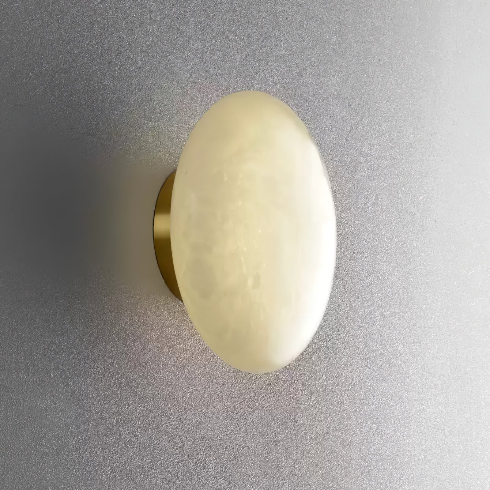 Alabaster Oval Ceiling Lamp - ∅ 7.9″ x H 3.9″Brass & WhiteWarm Lightwinglightingus