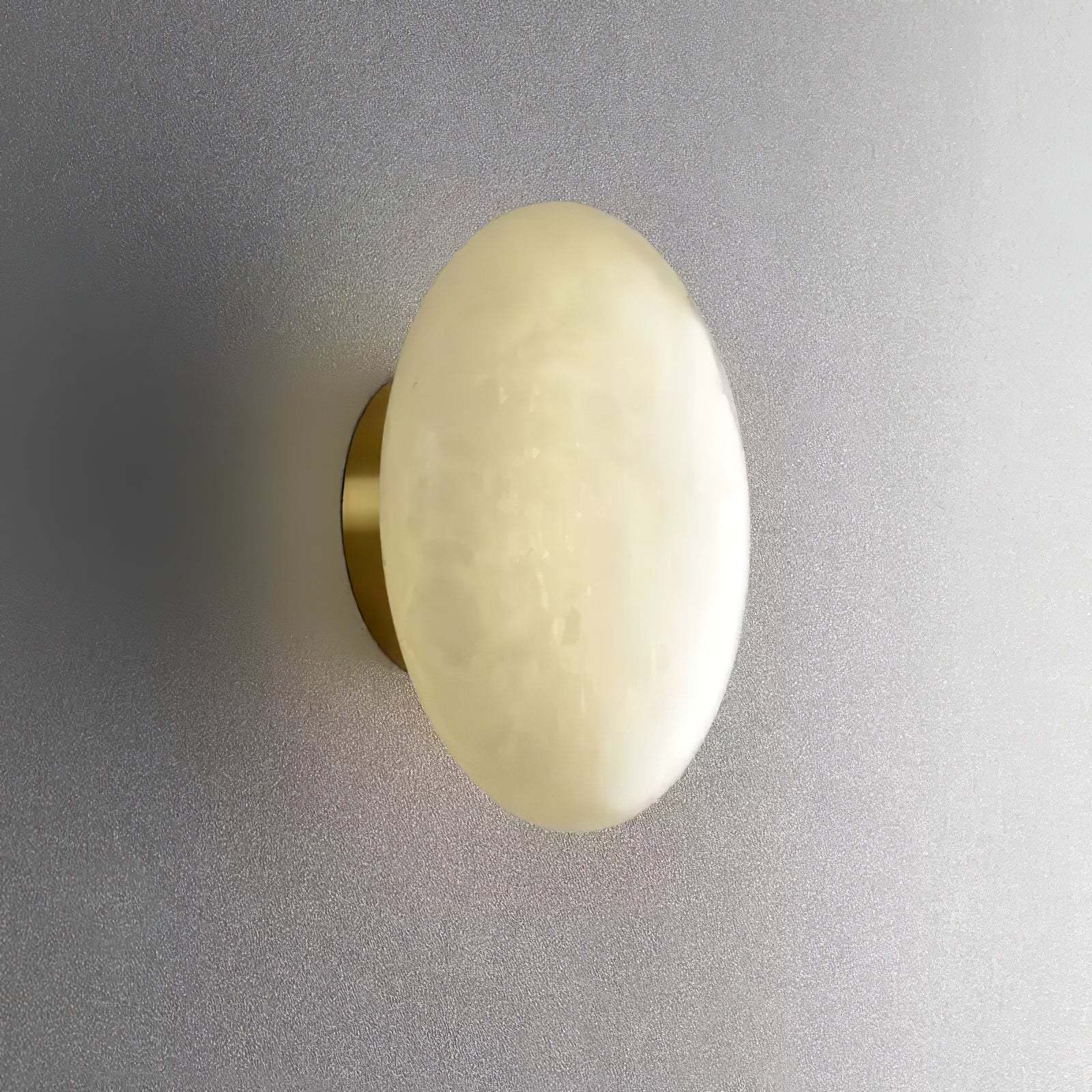 Alabaster Oval Ceiling Lamp - ∅ 7.9″ x H 3.9″Brass & WhiteWarm Lightwinglightingus