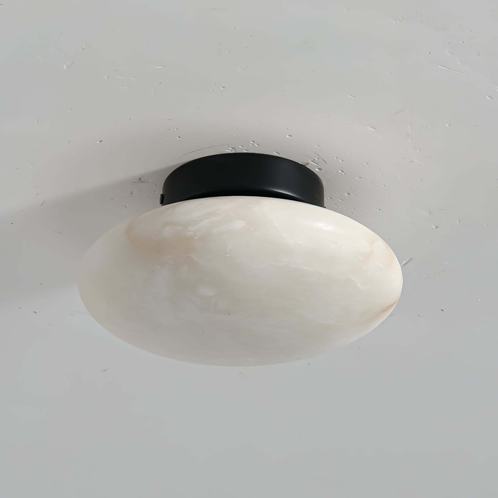 Alabaster Oval Ceiling Lamp - ∅ 7.9″ x H 3.9″Brass & WhiteWarm Lightwinglightingus