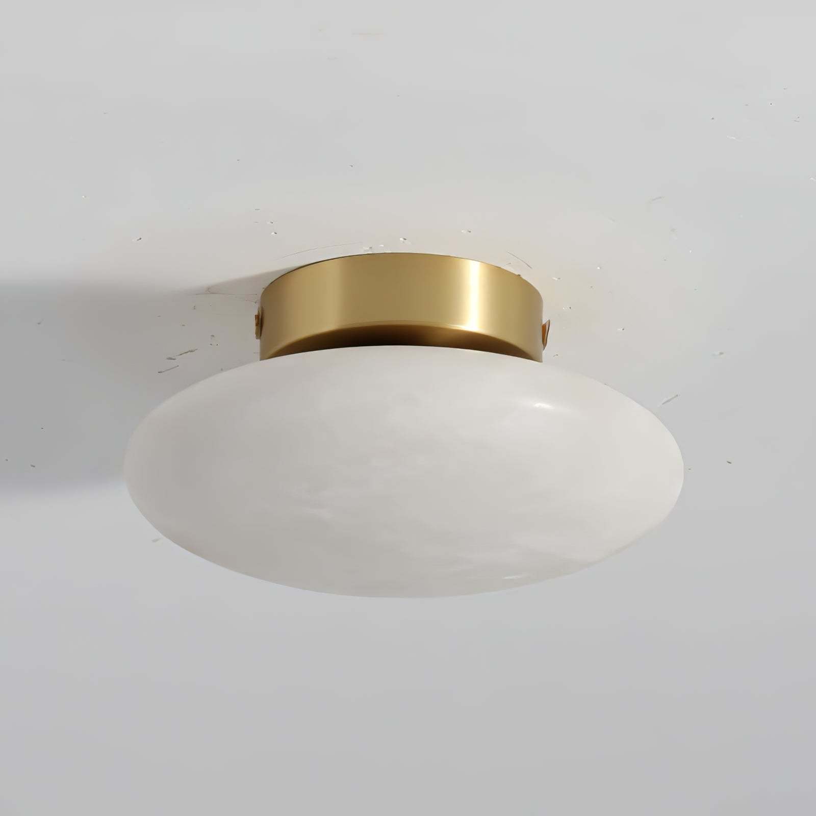 Alabaster Oval Ceiling Lamp - ∅ 7.9″ x H 3.9″Brass & WhiteWarm Lightwinglightingus