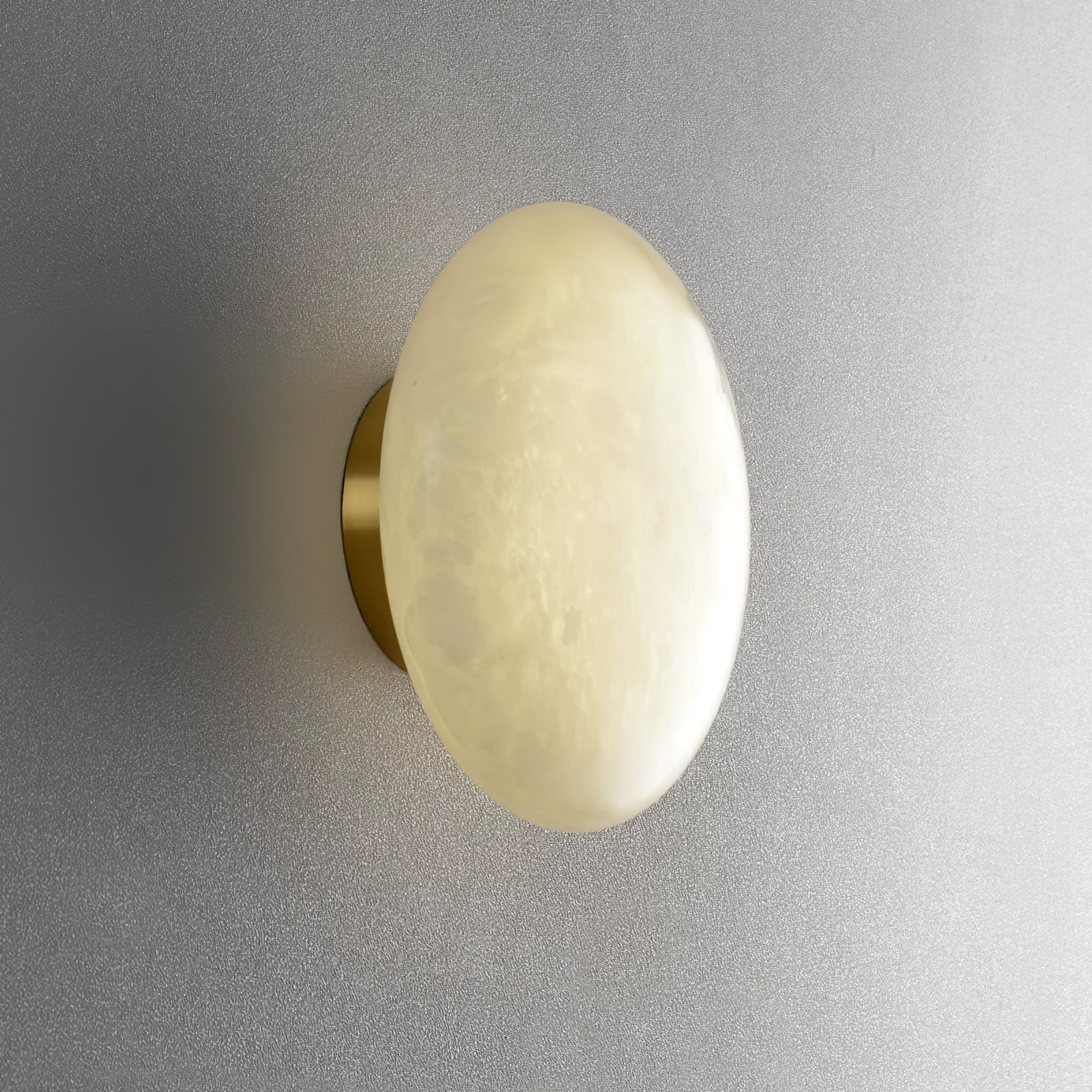 Alabaster Oval Ceiling Lamp - ∅ 7.9″ x H 3.9″Brass & WhiteWarm Lightwinglightingus