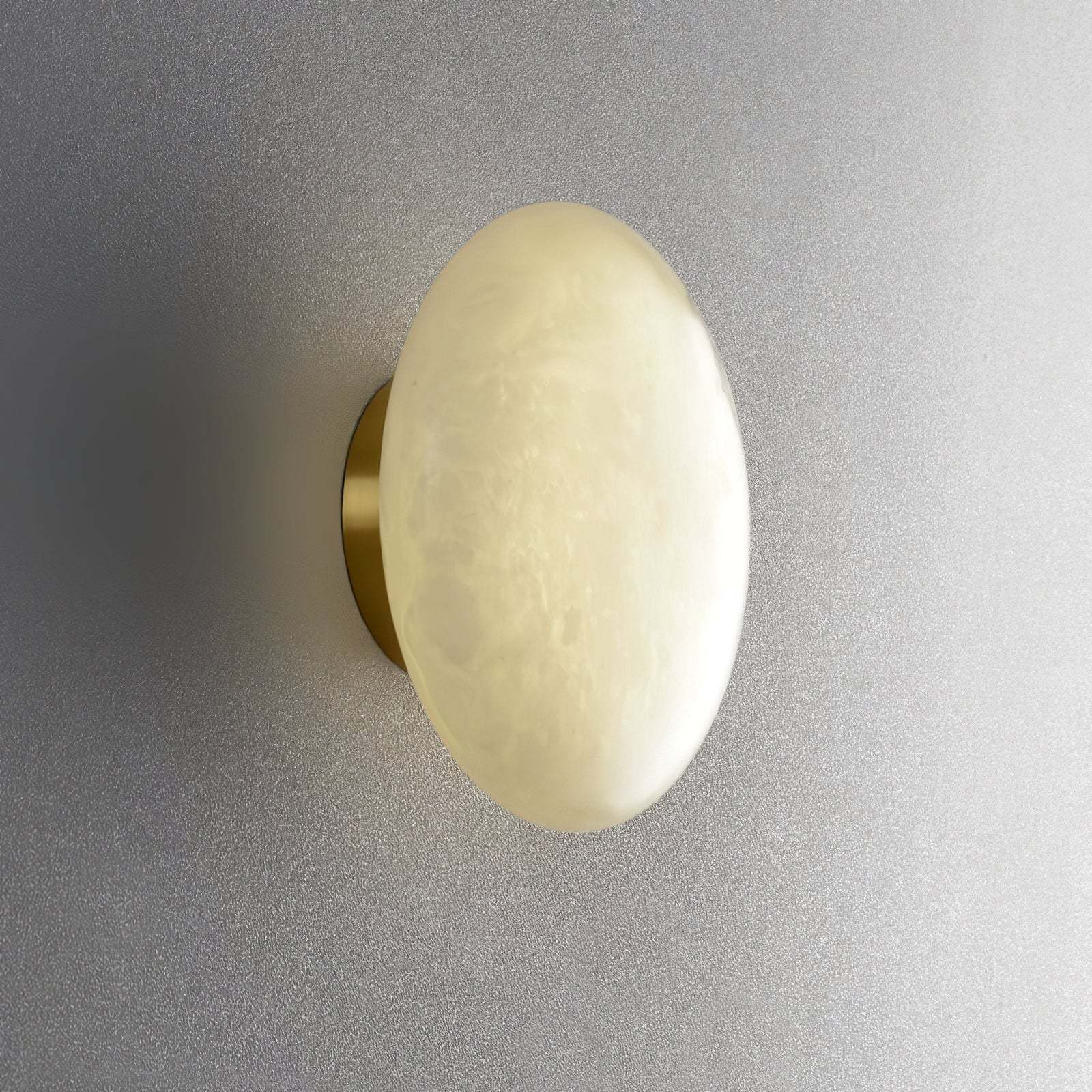Alabaster Oval Ceiling Lamp - ∅ 7.9″ x H 3.9″Brass & WhiteWarm Lightwinglightingus