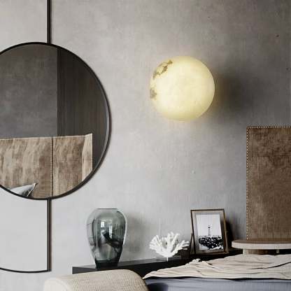 Alabaster Oval Ceiling Lamp - ∅ 7.9″ x H 3.9″Brass & WhiteWarm Lightwinglightingus