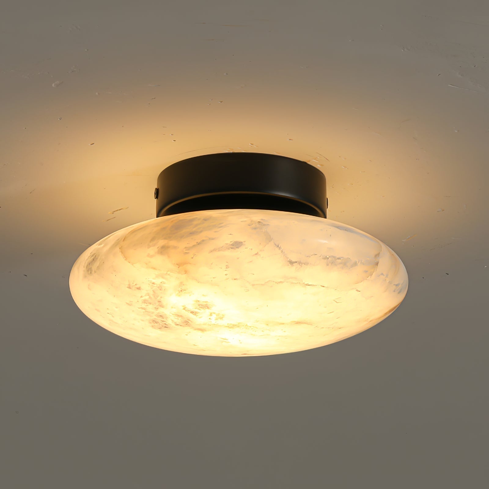 Alabaster Oval Ceiling Lamp - ∅ 7.9″ x H 3.9″Black & WhiteWarm Lightwinglightingus