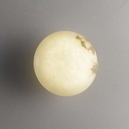 Alabaster Oval Ceiling Lamp - ∅ 7.9″ x H 3.9″Brass & WhiteWarm Lightwinglightingus